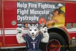 UConn Mascot in front of Fire Vehicle Thumbnail